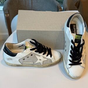 Golden Goose White and Black Star Sneakers